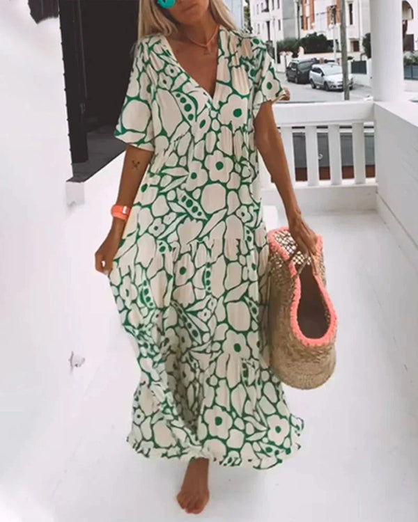 Women’s Boho Printed Flowy Maxi Dress