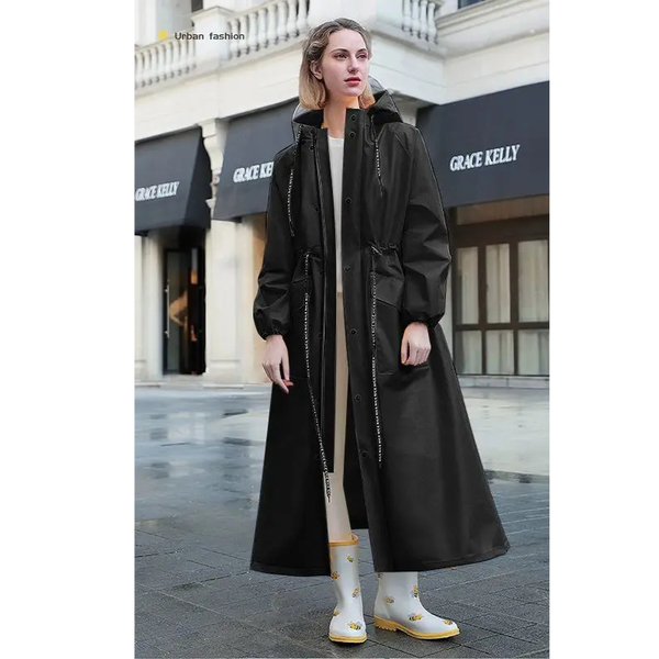 Women's Hooded Waterproof Long Rain Coat