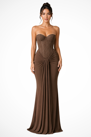 Women’s Lace  Strapless Sweetheart Maxi Dress for Elegant Occasions