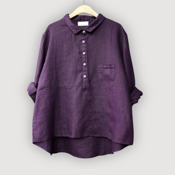 Women’s Relaxed Fit Linen Button-Up Blouse