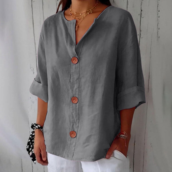 Women's Relaxed Fit Button-Front Casual Blouse
