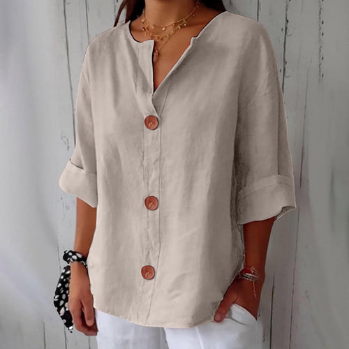 Women's Relaxed Fit Button-Front Casual Blouse