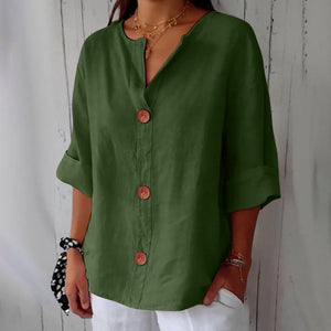 Women's Relaxed Fit Button-Front Casual Blouse