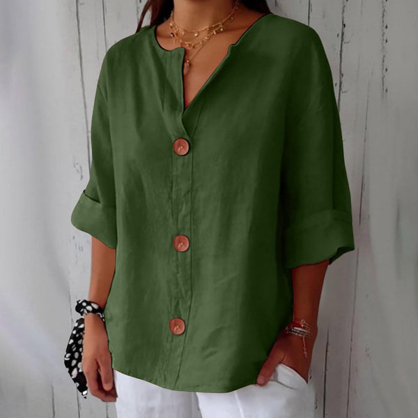 Women's Relaxed Fit Button-Front Casual Blouse
