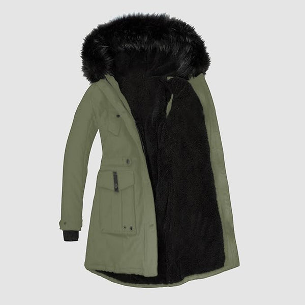 Women's Winter Parka with Faux Fur Hood