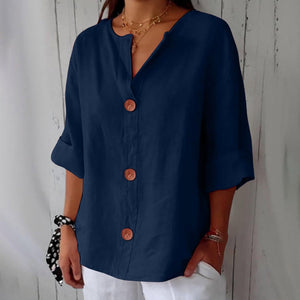 Women's Relaxed Fit Button-Front Casual Blouse