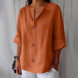 Women's Relaxed Fit Button-Front Casual Blouse