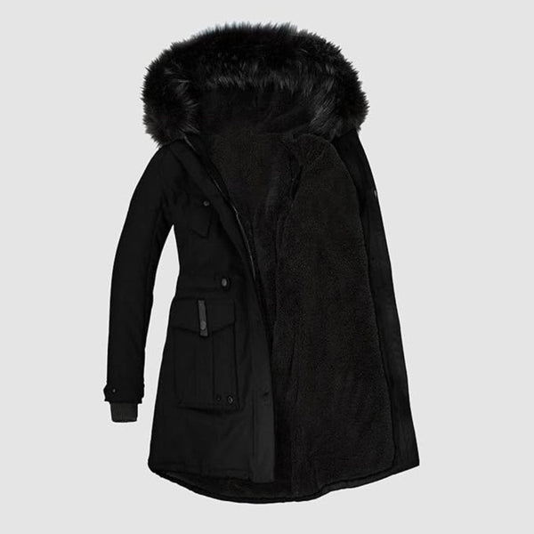 Women's Winter Parka with Faux Fur Hood