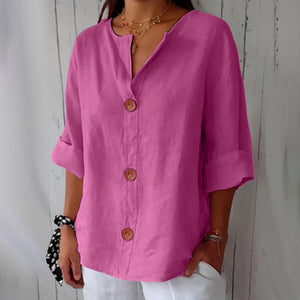 Women's Relaxed Fit Button-Front Casual Blouse
