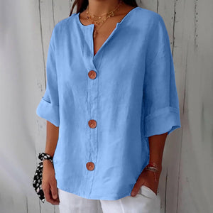 Women's Relaxed Fit Button-Front Casual Blouse
