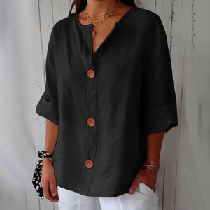 Women's Relaxed Fit Button-Front Casual Blouse
