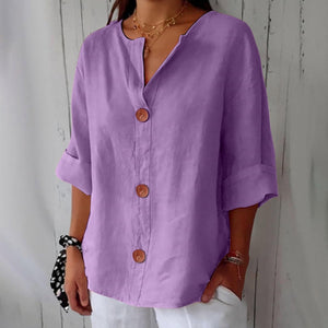 Women's Relaxed Fit Button-Front Casual Blouse