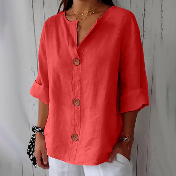 Women's Relaxed Fit Button-Front Casual Blouse
