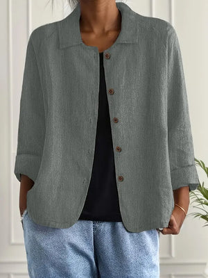 Women's Casual Button-Front Collared Blouse