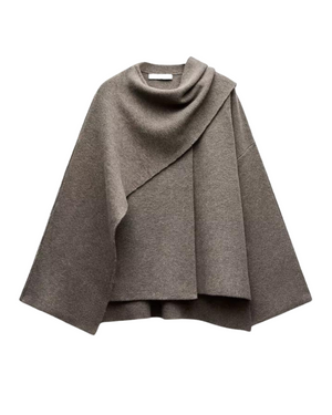 Elegant Oversized Knit Poncho Sweater for Women