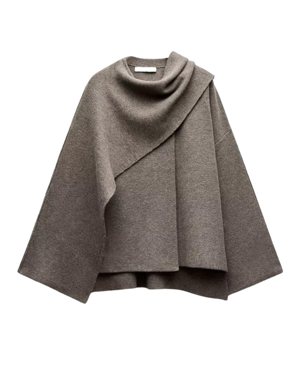 Elegant Oversized Knit Poncho Sweater for Women