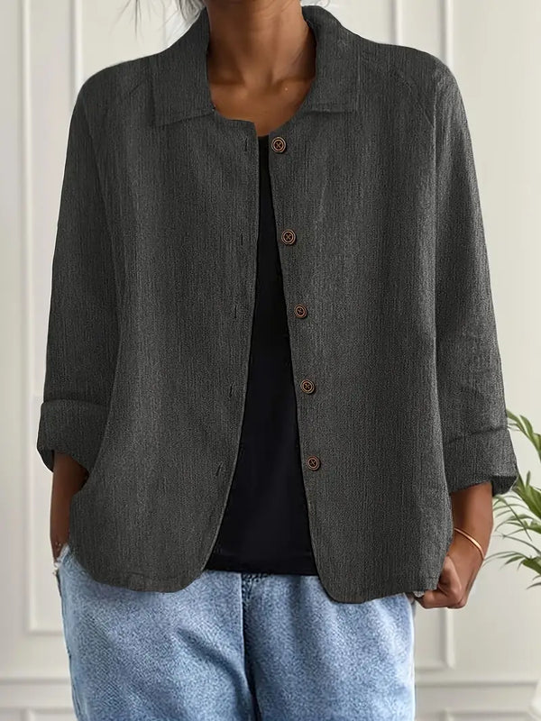Women's Casual Button-Front Collared Blouse