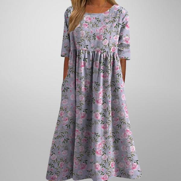 Vestido midi con brisa botánica para mujer