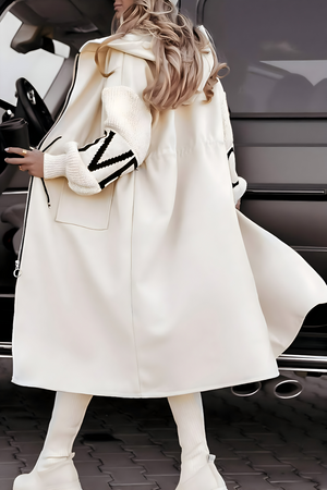 Women's Hooded Longline Zip Coat Outerwear with Pockets