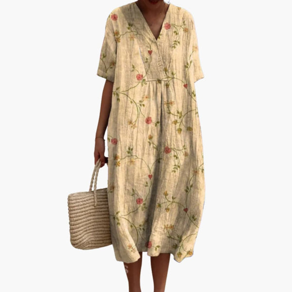 Women's Floral V-Neck Summer Midi Dress