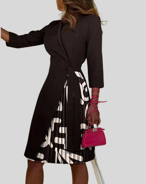 Women's Pleated Midi Dress with Cinched Waist