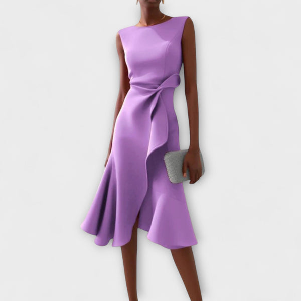 Women’s Elegant Sleeveless Flowy Waist Midi Dress