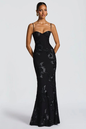 Women’s Floral Mermaid Strapless Lace-Up Back Formal Maxi Dress