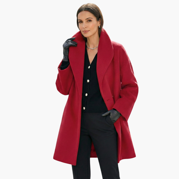 Elegant Mid-Length Women's Coat Wide Collar
