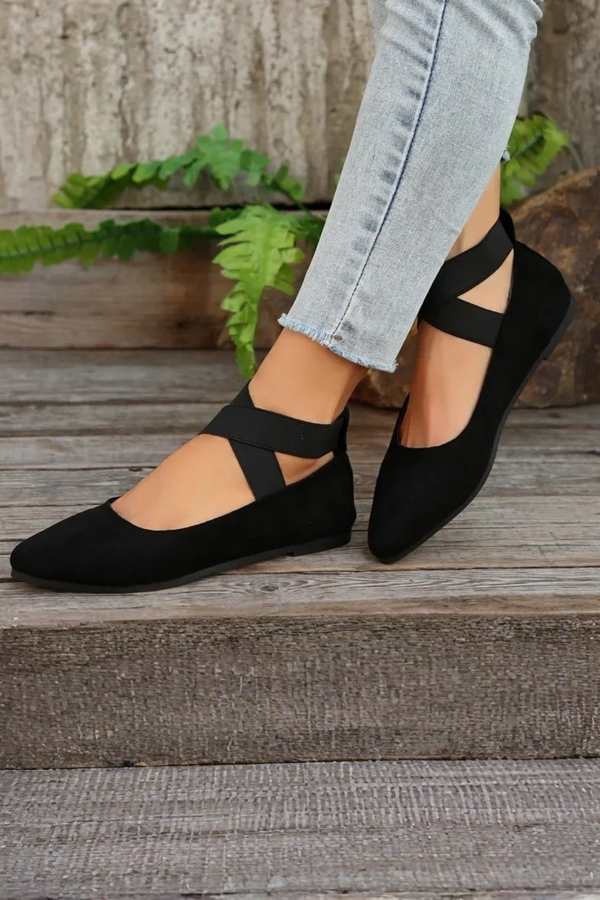 Women’s Pointed Toe Ballet Cross Strap Slip-On Comfort Shoes