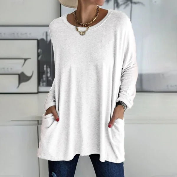 Women's Oversized Pocket Long Sleeve Tunic Top