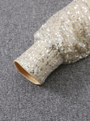 Women’s Off-Shoulder Sequin Mini Dress with Batwing Sleeves