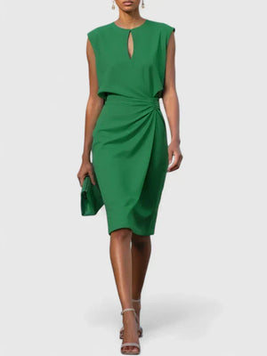 Women’s Elegant Ruched Sheath Cocktail Midi Dress