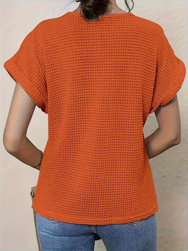 Women’s Crochet Detail Short Sleeve Casual Knit Top