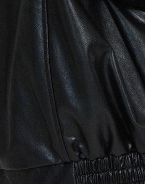 Women’s Oversized Faux Leather Jacket with Relaxed Fit and Zip Front