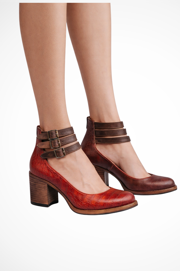 Women’s Vintage Double Strap Chunky Heel Mary Jane Pumps