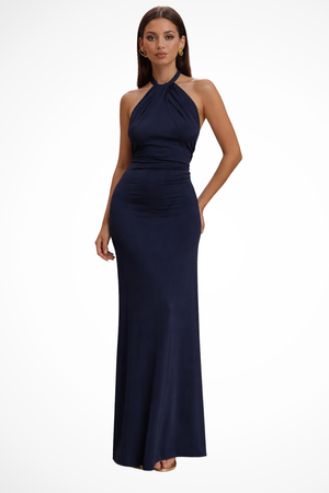 Women’s Halter Neck Open Back Maxi Dress Elegant Bodycon