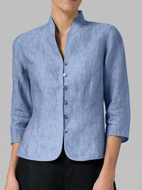 Women’s Elegant Mandarin Collar Button-Front Blouse