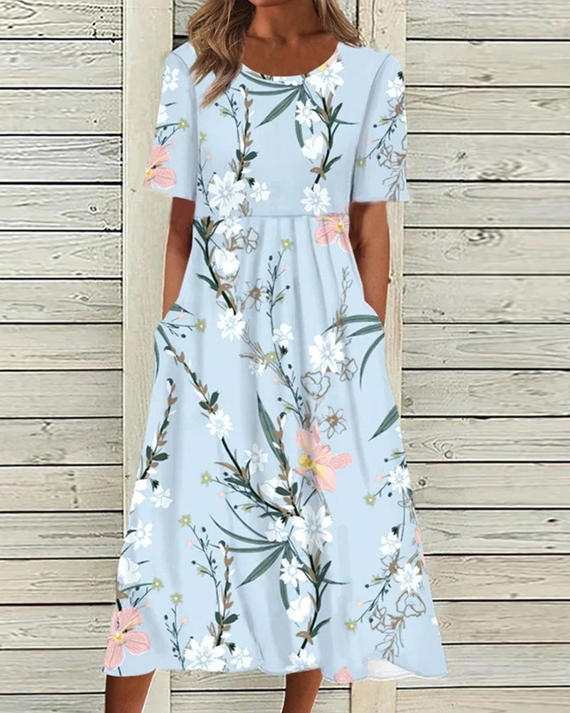 Women's Botanical Bloom A-Line Midi Dress