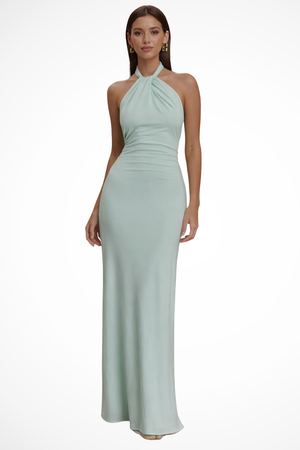 Women’s Halter Neck Open Back Maxi Dress Elegant Bodycon
