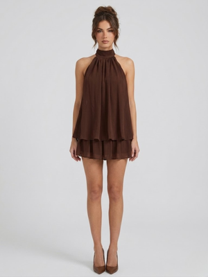 Vestido mini sin espalda para mujer con escote halter
