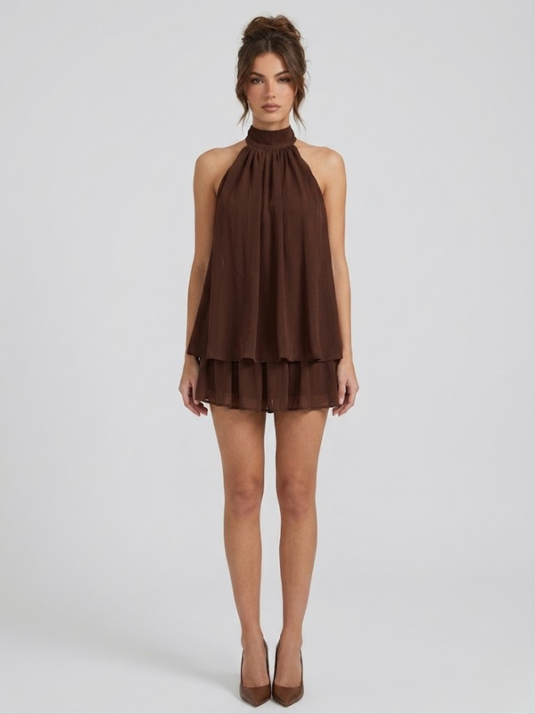 Vestido mini sin espalda para mujer con escote halter