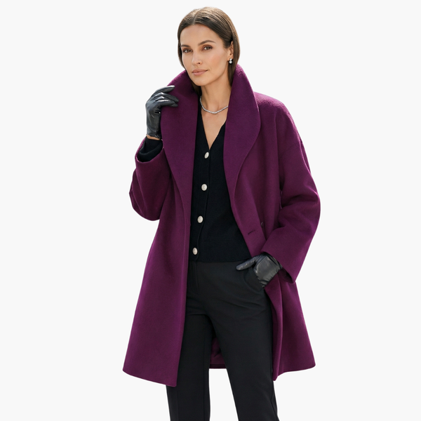 Elegant Mid-Length Women's Coat Wide Collar