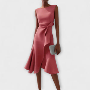 Women’s Elegant Sleeveless Flowy Waist Midi Dress