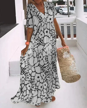Women’s Boho Printed Flowy Maxi Dress