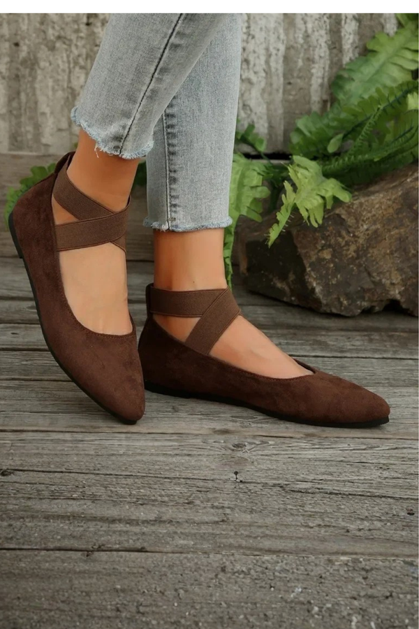 Women’s Pointed Toe Ballet Cross Strap Slip-On Comfort Shoes