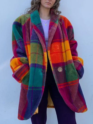 Women's Oversized Colorful Plaid Coat