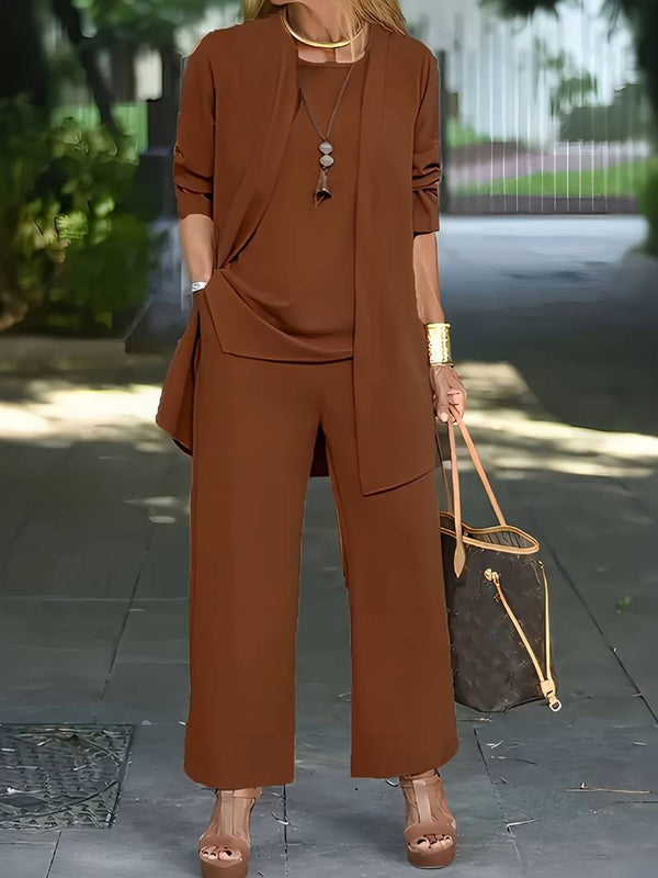 Women's Three-Piece Pantsuit Set with Vest