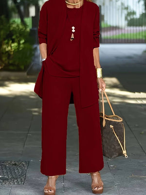 Women's Three-Piece Pantsuit Set with Vest