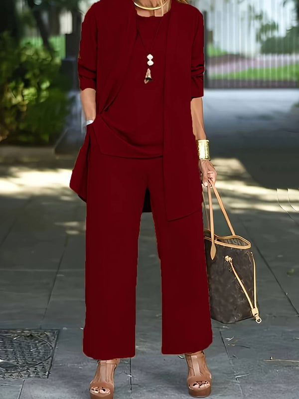 Women's Three-Piece Pantsuit Set with Vest