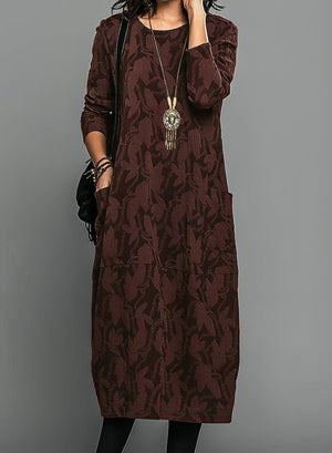 Women's Printed Winter Dress with Elegant Longline Silhouette